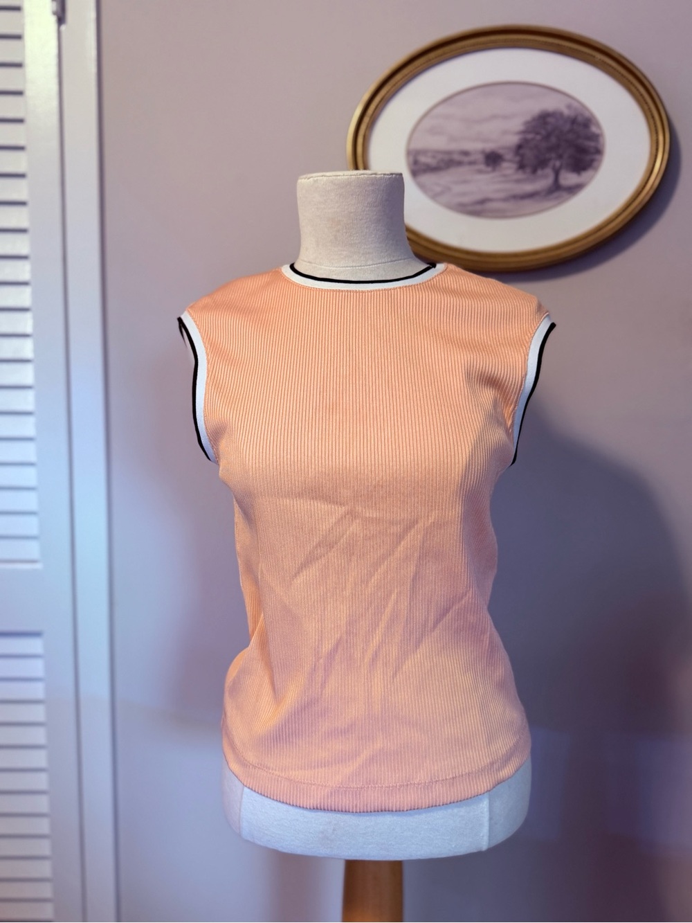 Rag & Bone Peach Ribbed Sleeveless Knit Top M